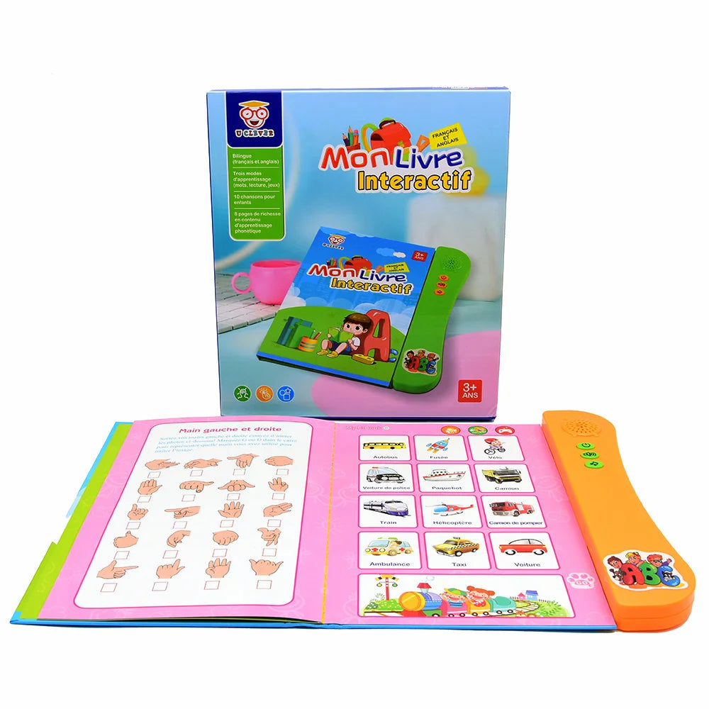 Kids Talking Book French English Interactive Early Education Toy Preschool Language Learning Aid Best Gift for Children