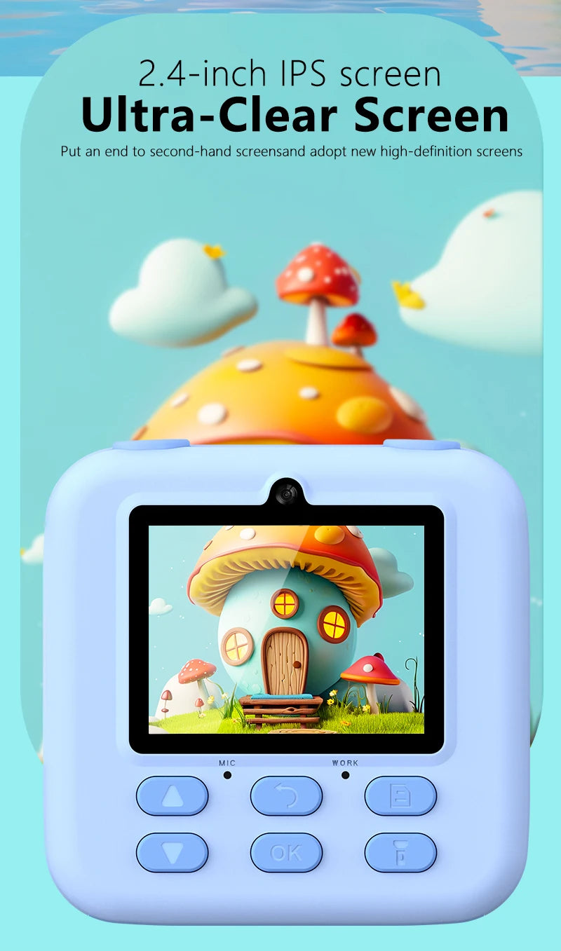 Kid Camera Instant Print Photo Kids Digital Camera Children Video Recorder Toys Pocket Thermal Photo Printer for Boys Girls Gift