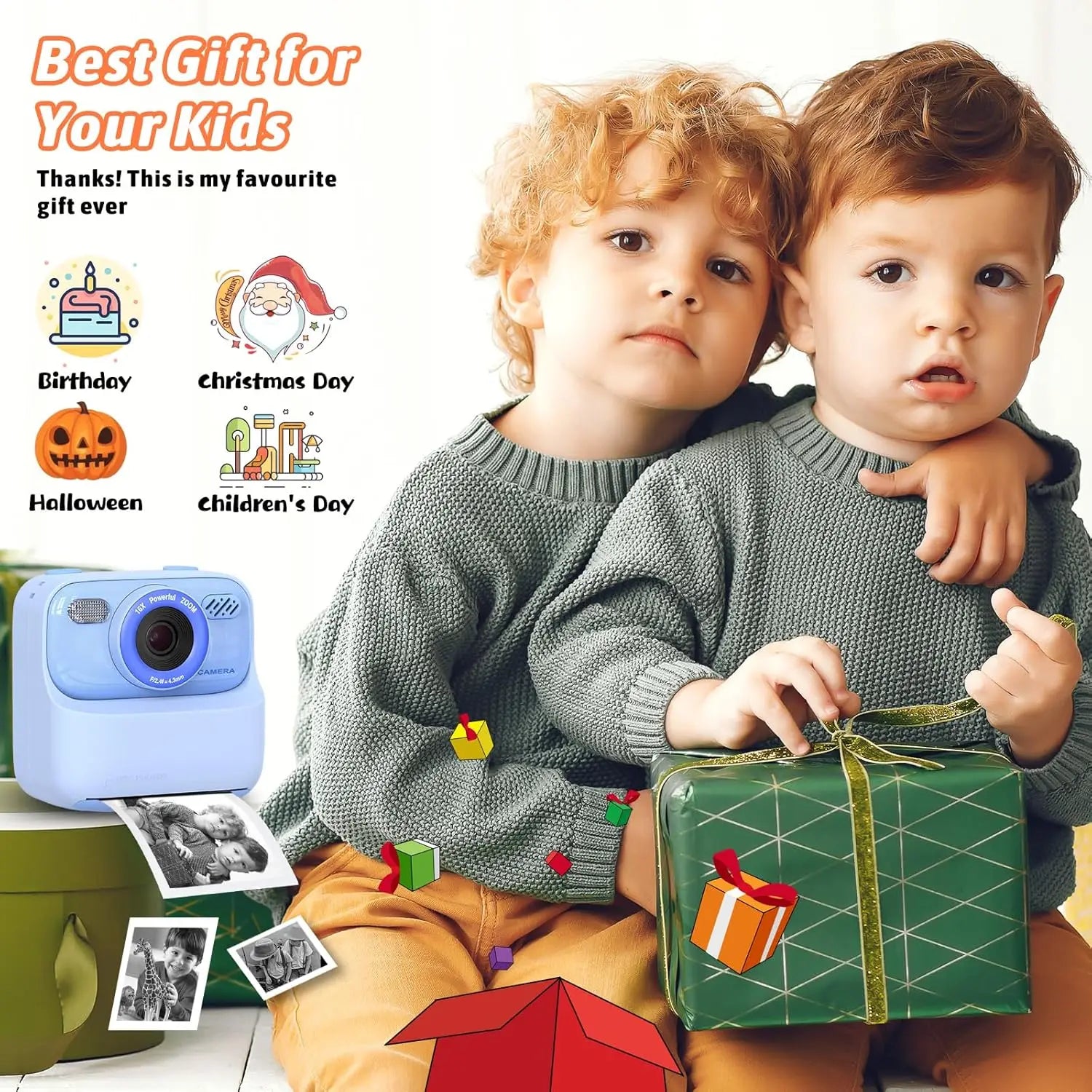 Kid Camera Instant Print Photo Kids Digital Camera Children Video Recorder Toys Pocket Thermal Photo Printer for Boys Girls Gift