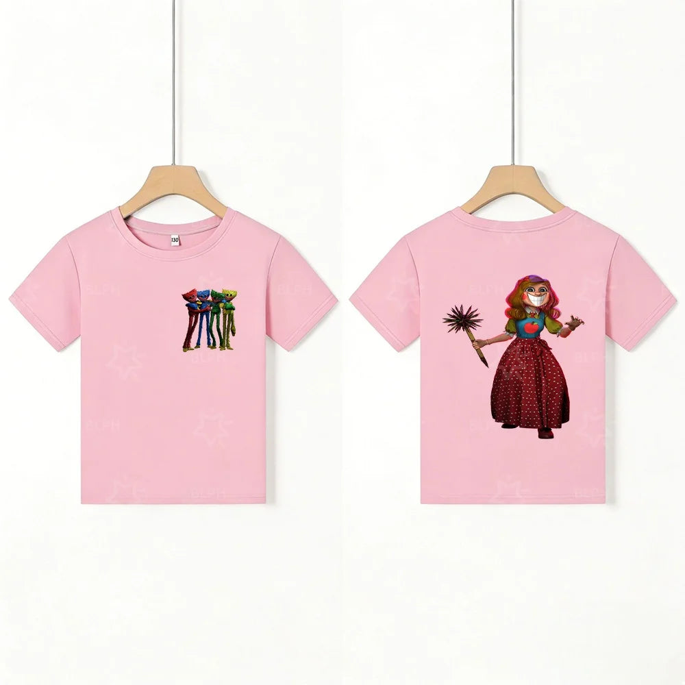 Kids T - Shirt with Scary Cartoon Girl Graphic, Unique Design for Children, Top - Quality Fabric, Perfect Choice for Casual Wear