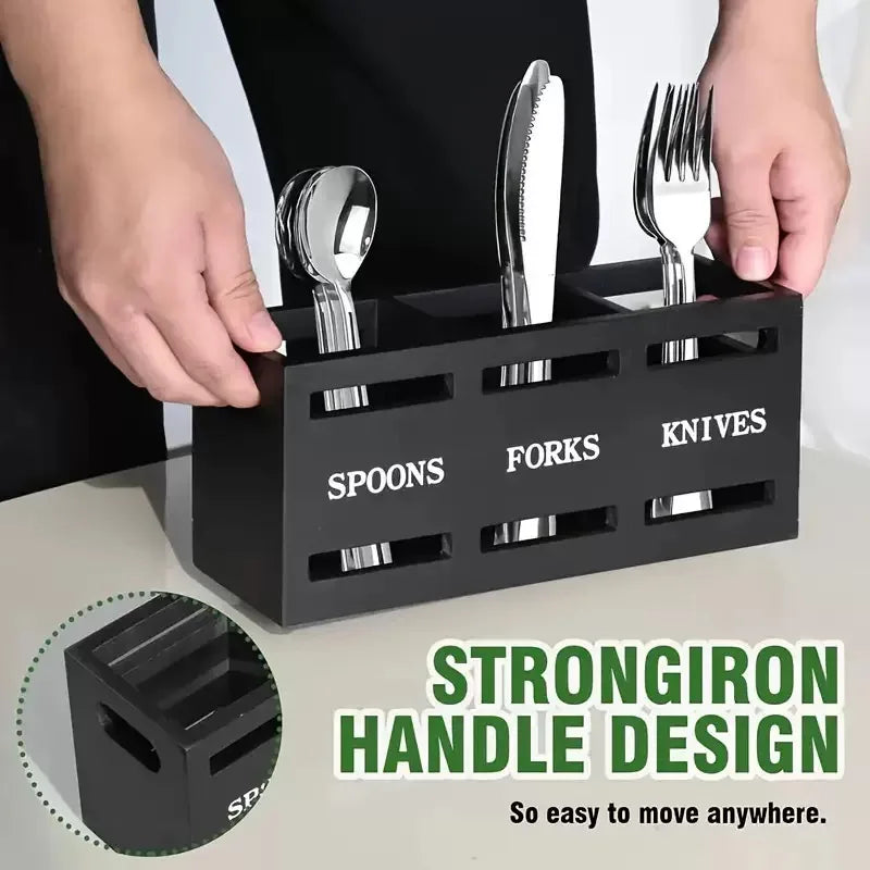 Wooden Cutlery Organizer, Rustic Cutlery Rack, Party Fork Knife Spoon Organizer, Farmhouse Kitchen Cutlery Organizer