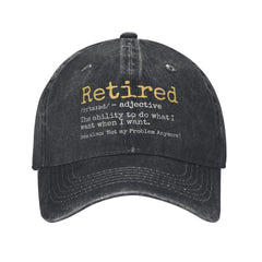 Fashion 2025 Retired Definition Funny Retirement Gag Baseball Cap Unisex Distressed Washed Snapback Outdoor Adjustable Caps Hat