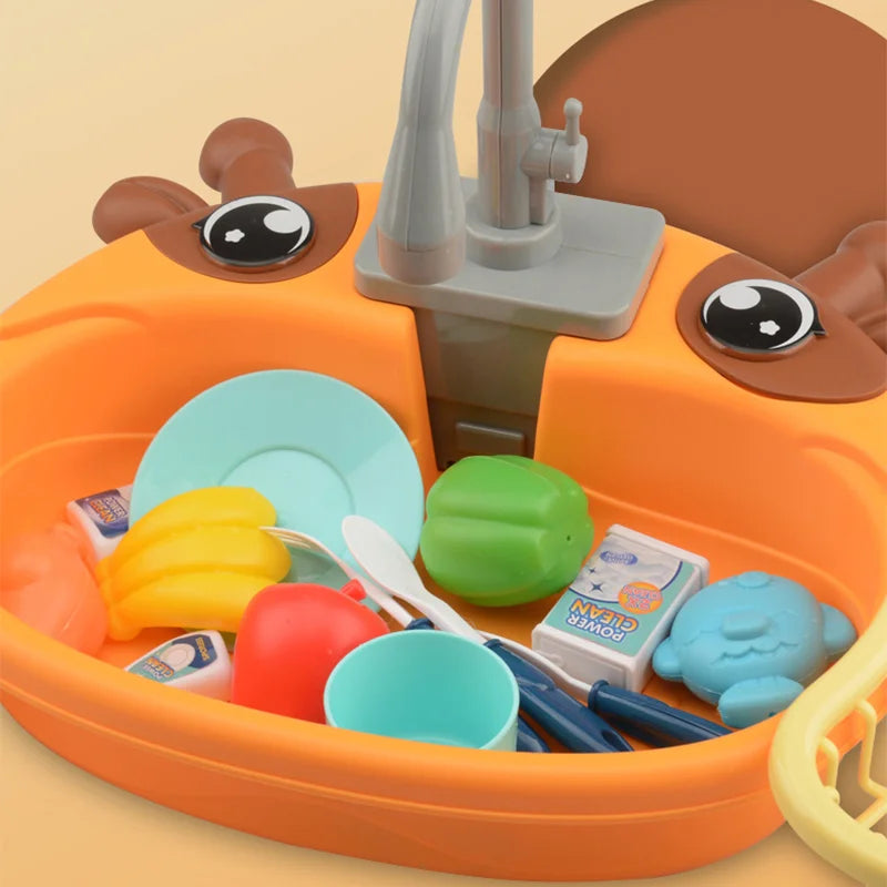 Kids Mini Sink Kitchen Toy Set Dishwashing Simulated Educational Play House Games Sink Set Children Christmas Gift Kitchen Toys