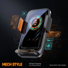 Car Phone Charger Phone Holder 15W Wireless & Wired Charger Auto Sensing One-Touch Release and Rotation Qi FCC ROHS Certified