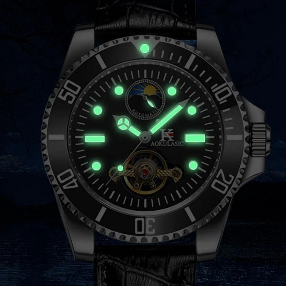 Series of Men's Watches, Fully Automatic Mechanical Watches, Hollow Design, Waterproof, High-End, Light Luxury, Fashionable, Business Casual, Simple, Stylish, Social, Trendy Men's Watches
