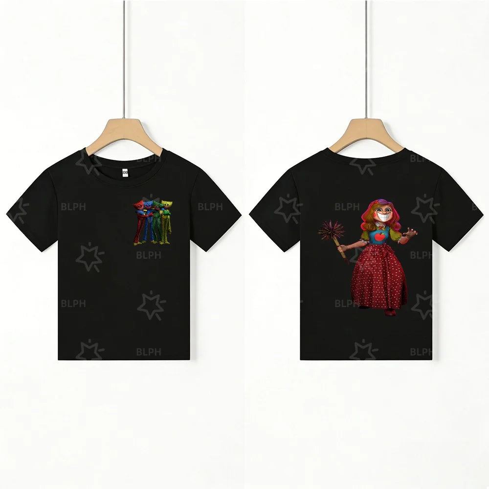 Kids T - Shirt with Scary Cartoon Girl Graphic, Unique Design for Children, Top - Quality Fabric, Perfect Choice for Casual Wear