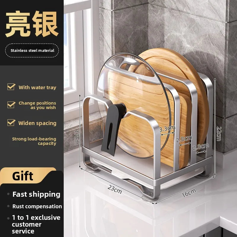 Kitchen knife holder, storage rack, multifunctional kitchen knife cutting board, pot cover integrated storage rack, countertop