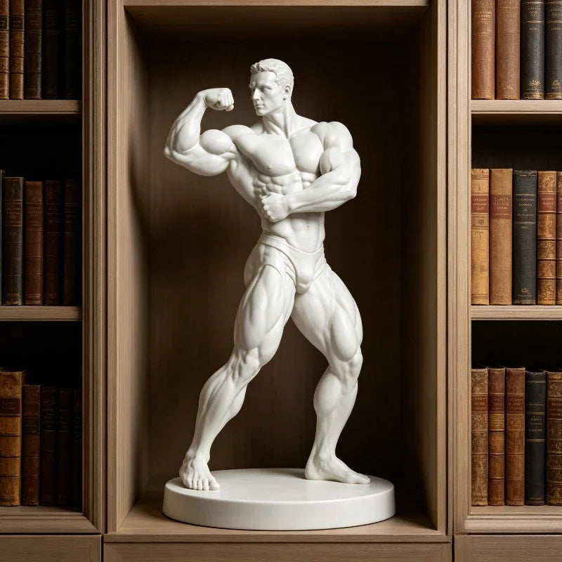 Fitness Athlete Statue,3D Printed Relief, Classic Sculpture with Perfect Physique,Art Desktop Decor for Home, Cafe,Bar Bookstore