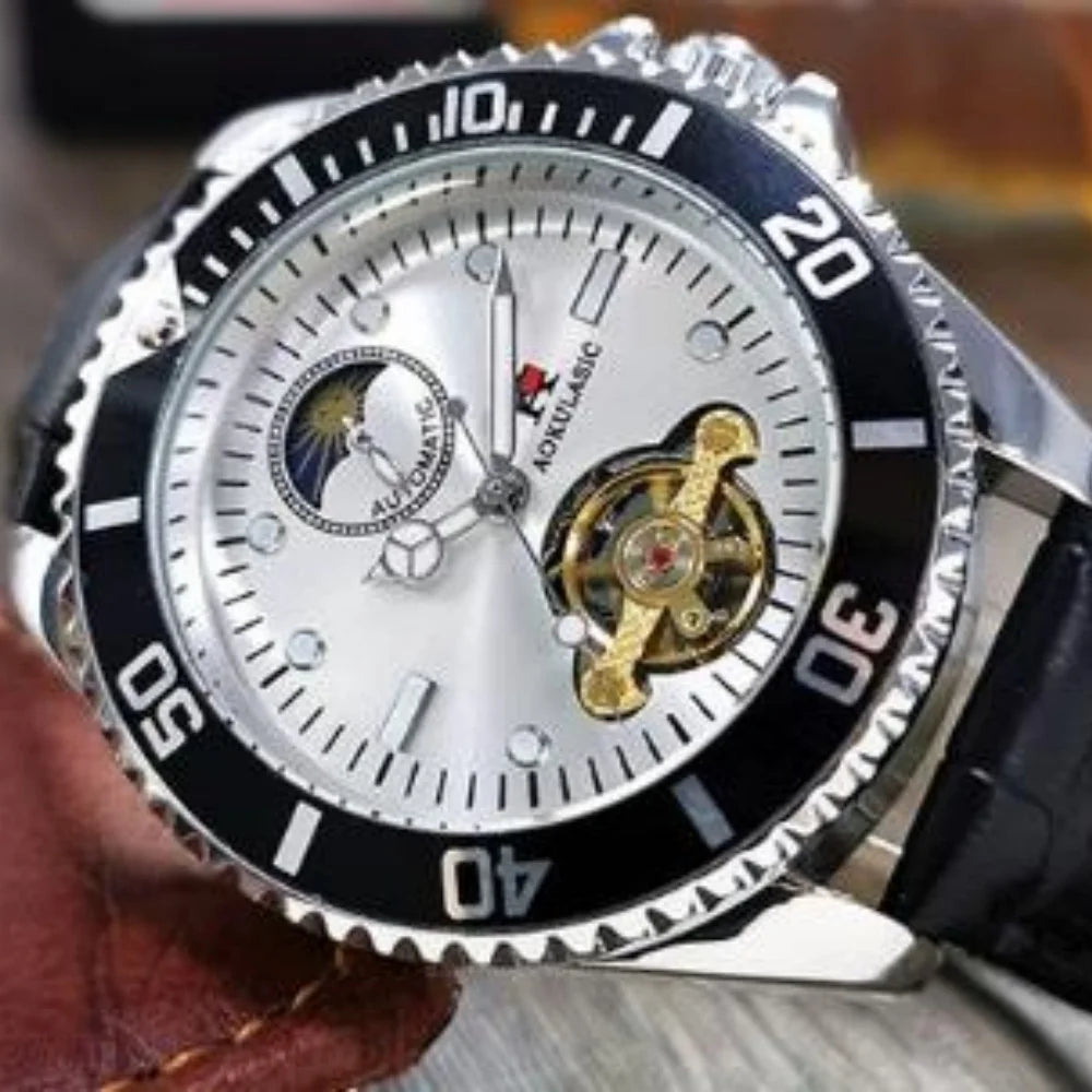 Series of Men's Watches, Fully Automatic Mechanical Watches, Hollow Design, Waterproof, High-End, Light Luxury, Fashionable, Business Casual, Simple, Stylish, Social, Trendy Men's Watches