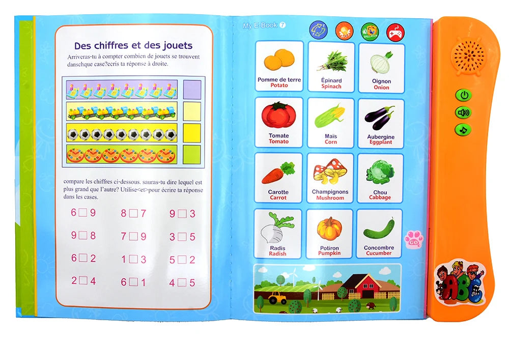 Kids Talking Book French English Interactive Early Education Toy Preschool Language Learning Aid Best Gift for Children