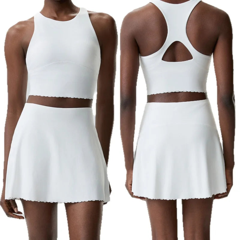 Gym Clothes Woman Women's Tennis Outfit Set Plus-size Elastic Sports Fitness Outfit Two-piece Set Quick-dry Badminton Sportswear