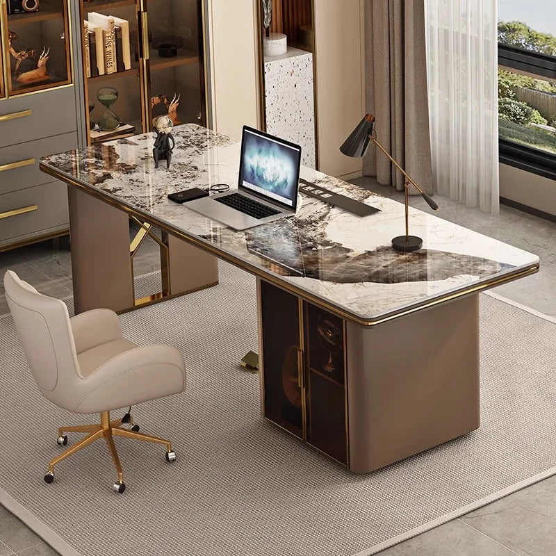 Contemporary Luxury Sedentary Desk Spacious Office Desk Table Standing Design Ideal Modern Workspaces Bureau Home Accessories