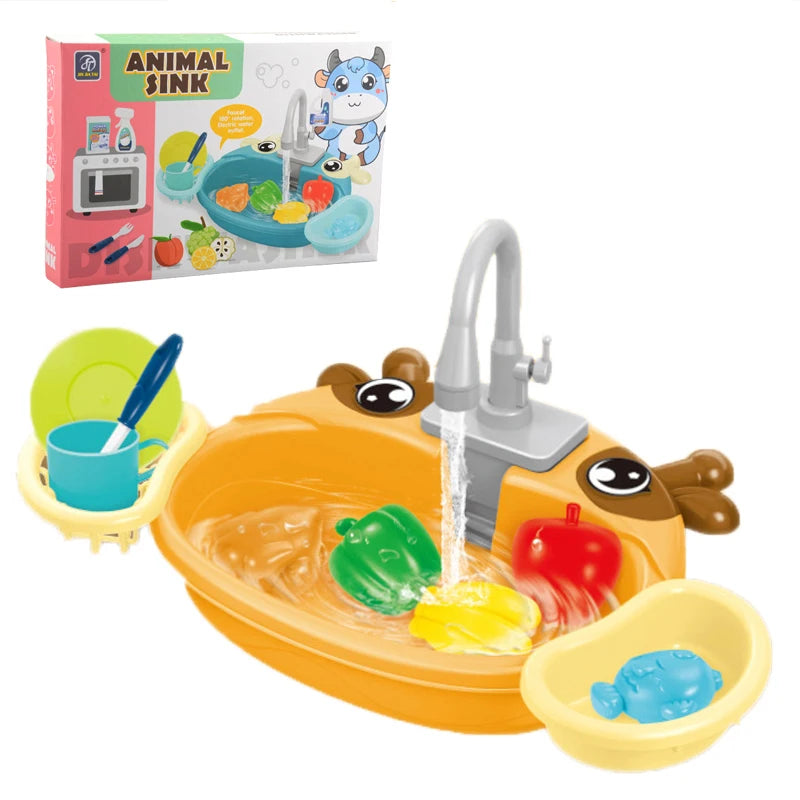 Kids Mini Sink Kitchen Toy Set Dishwashing Simulated Educational Play House Games Sink Set Children Christmas Gift Kitchen Toys