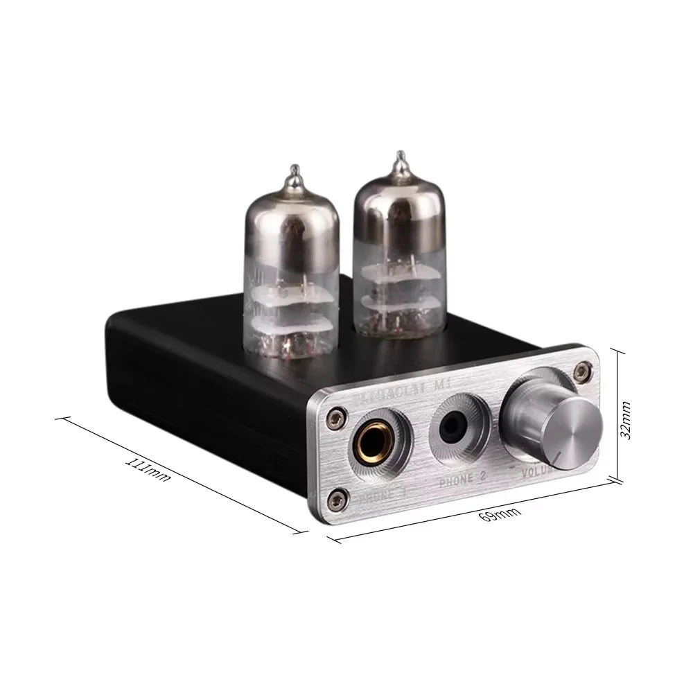 Audiophile Tube Headphone Amplifier 6J9 Tube Mini Audio Preamplifier PC-USB External Sound Card Can Drive 16-600Ω Headphones