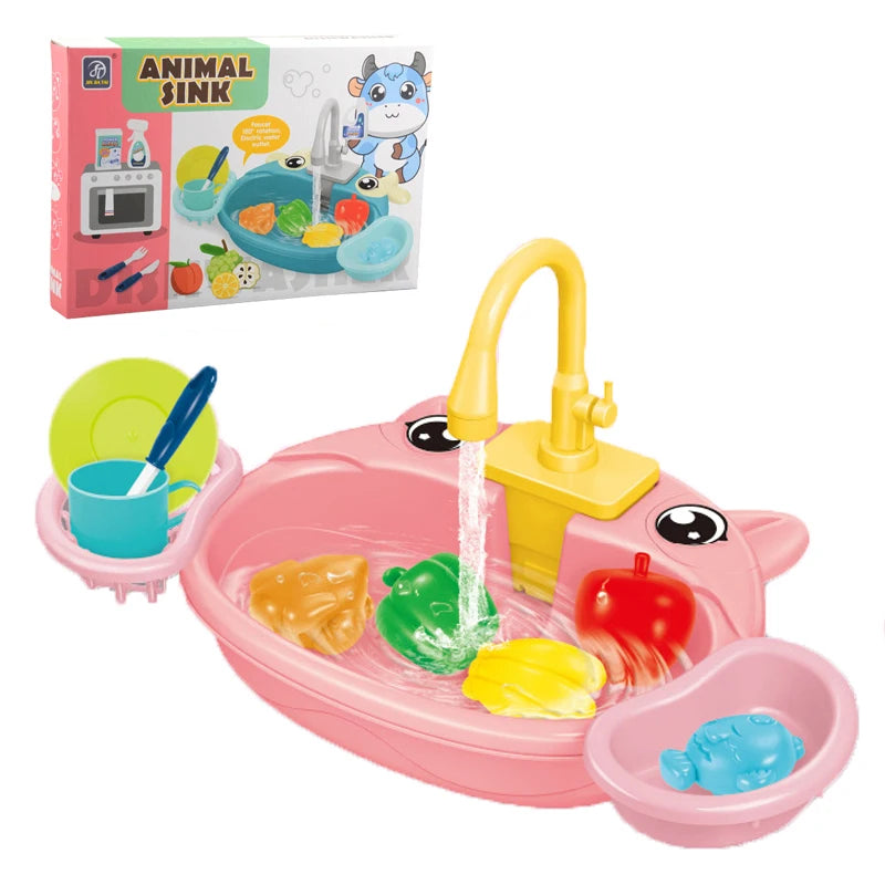 Kids Mini Sink Kitchen Toy Set Dishwashing Simulated Educational Play House Games Sink Set Children Christmas Gift Kitchen Toys