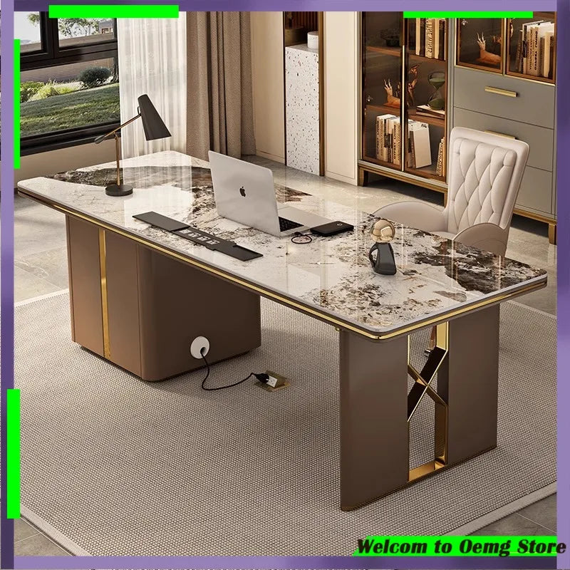 Contemporary Luxury Sedentary Desk Spacious Office Desk Table Standing Design Ideal Modern Workspaces Bureau Home Accessories