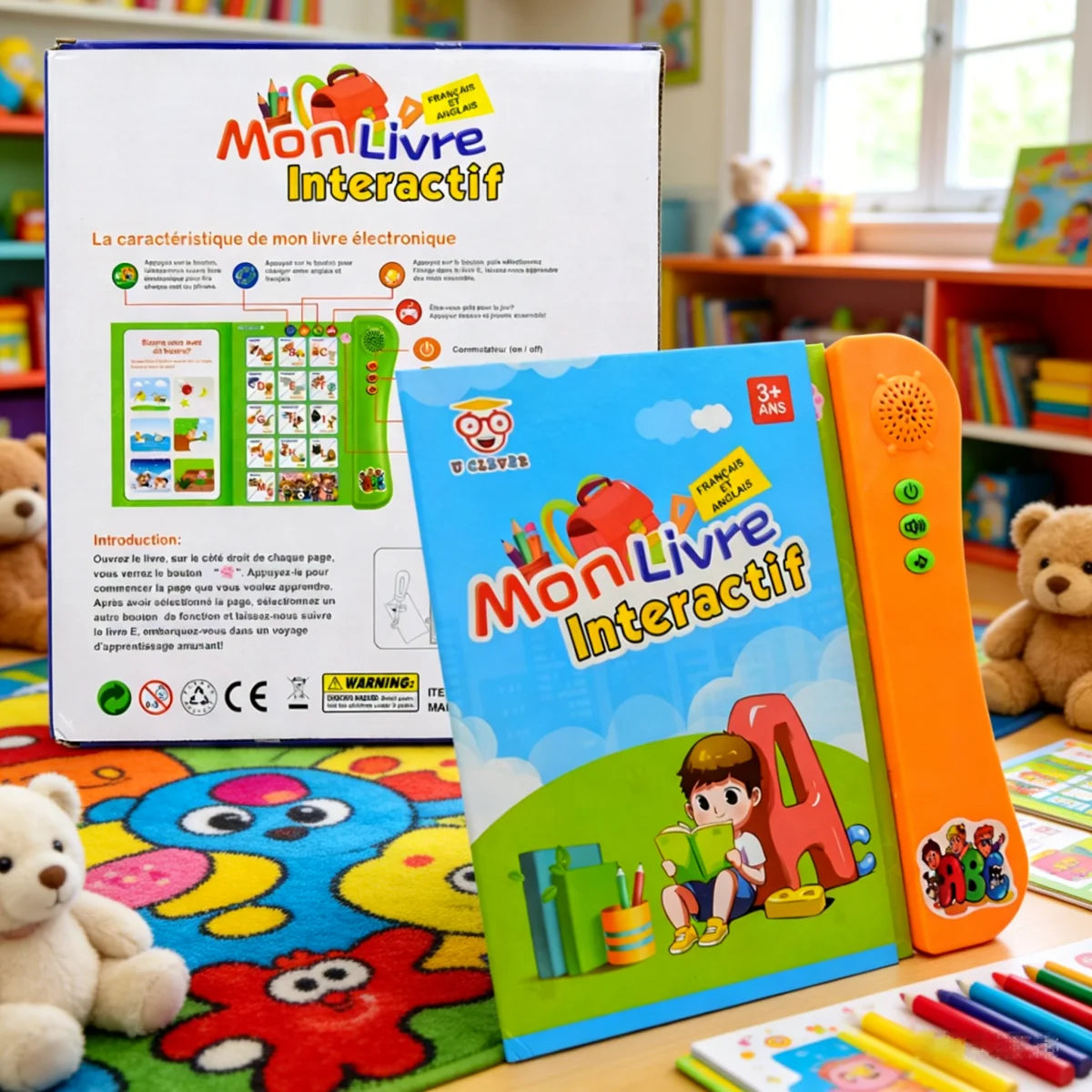 Kids Talking Book French English Interactive Early Education Toy Preschool Language Learning Aid Best Gift for Children