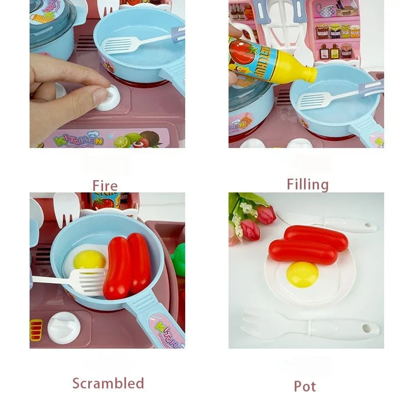 Kids Electric Kitchen Toy Set with Light & Sound Effects, Fun Educational Cooking Playset for Imaginative Role Play & Learning