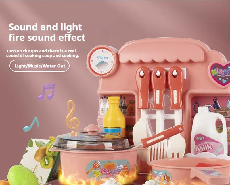 Kids Electric Kitchen Toy Set with Light & Sound Effects, Fun Educational Cooking Playset for Imaginative Role Play & Learning