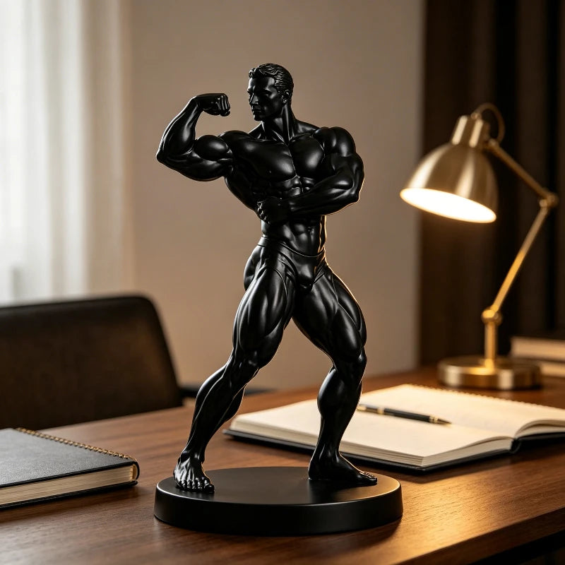 Fitness Athlete Statue,3D Printed Relief, Classic Sculpture with Perfect Physique,Art Desktop Decor for Home, Cafe,Bar Bookstore