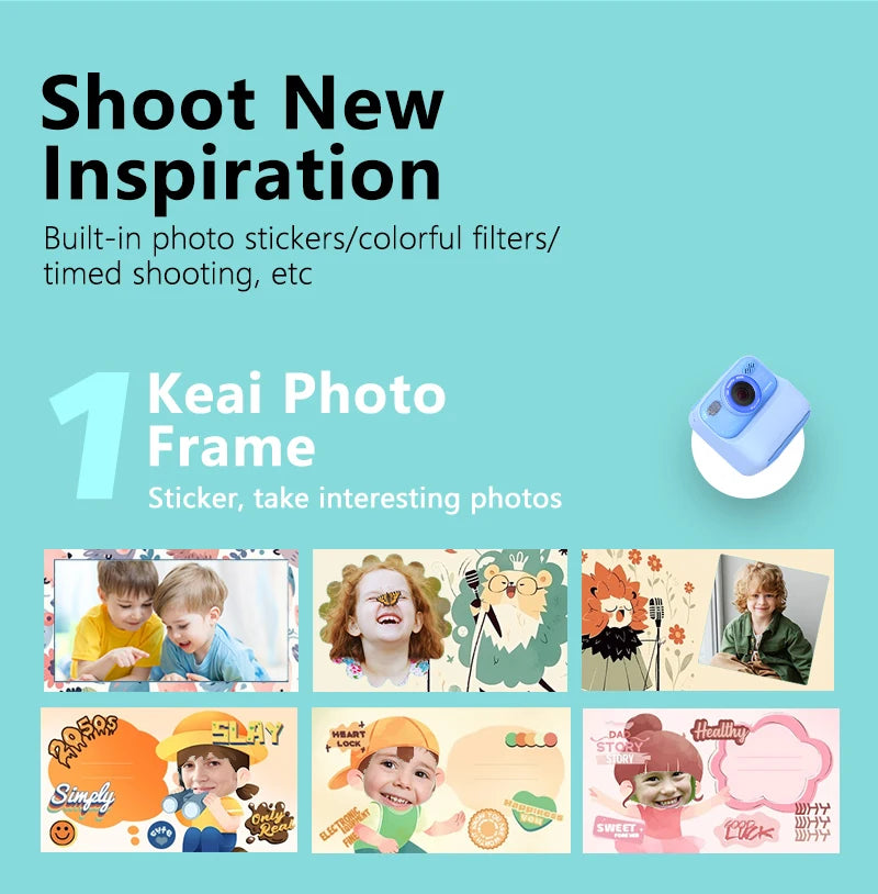 Kid Camera Instant Print Photo Kids Digital Camera Children Video Recorder Toys Pocket Thermal Photo Printer for Boys Girls Gift
