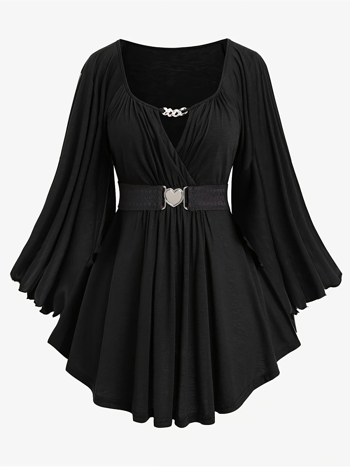 New autumn and winter European and American fashion women's clothing, oversized with an irregular hem, solid color, heart-shaped