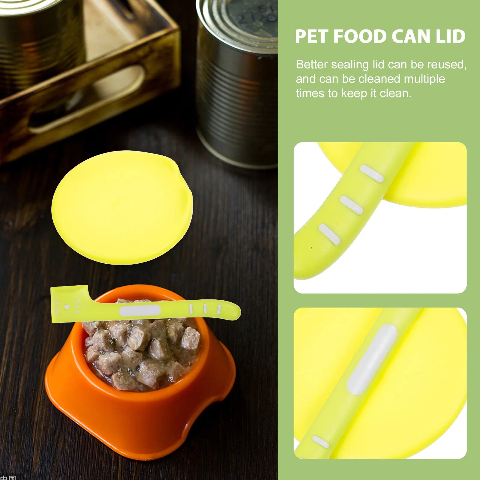 1Set Pet Food Can Lid Set Dishwasher Safe Flexible Tpr Sealed Cover Spoon for Dog Cat Puppy Feeding Freshness Leak Proof