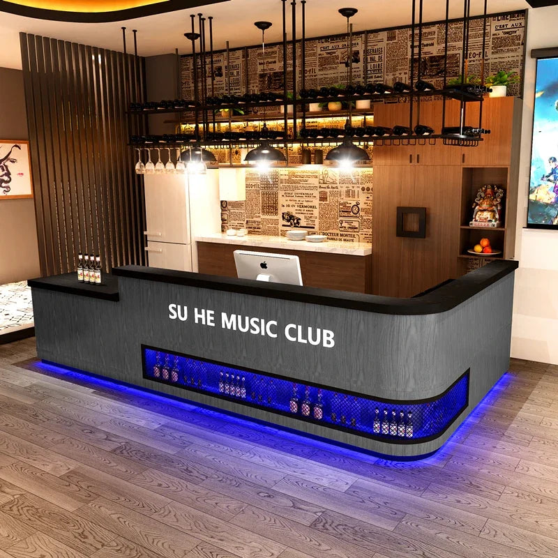 Illuminated Luxury Reception Desks Checkout Counter Glamour Unique Reception Desks Mdf Beautyo Mostrador Commercial Furniture