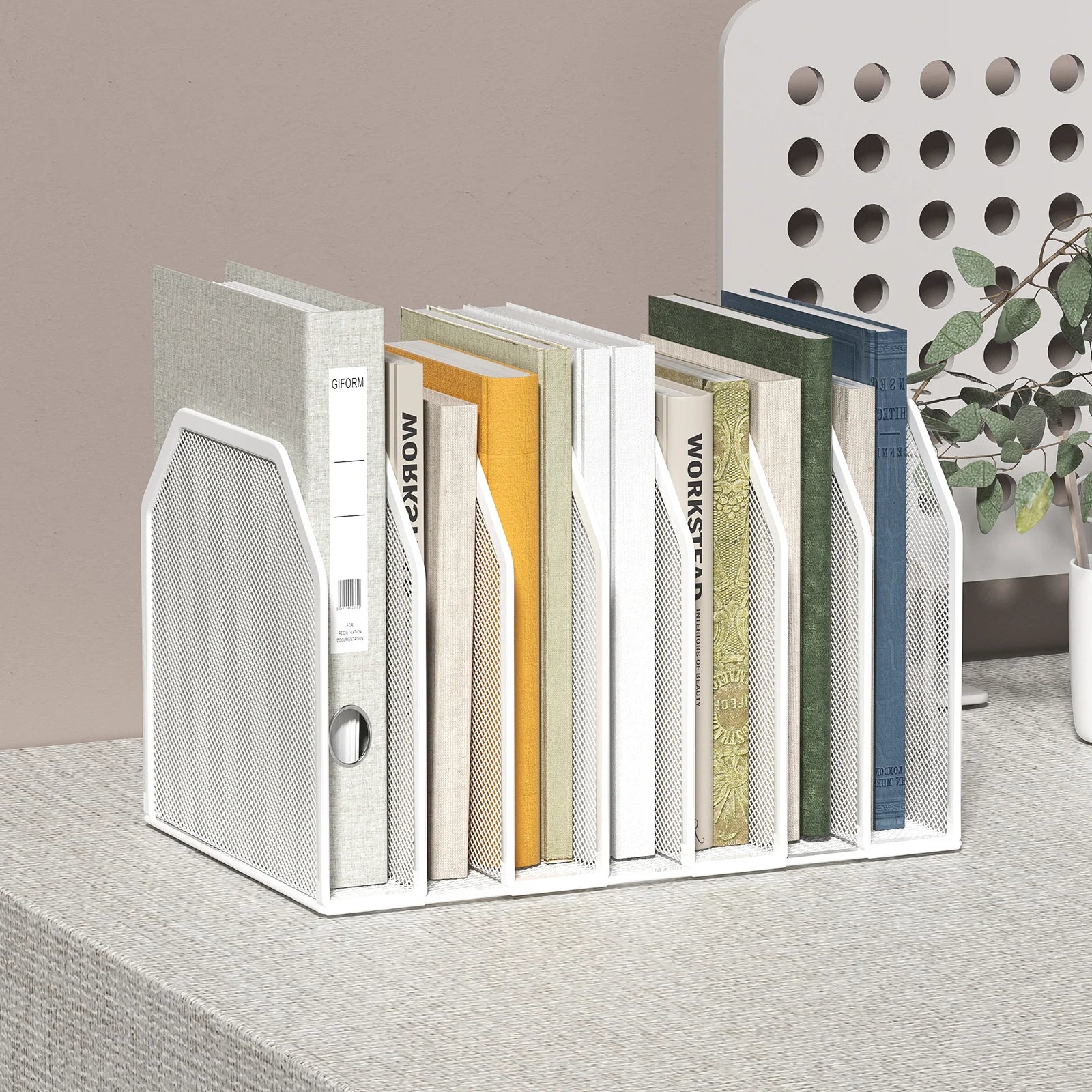 File Organizer–Beautiful&Practical Desktop Document Holder,Space-Saving Rounded Corners,Dense Grid,Before/After Office Storage