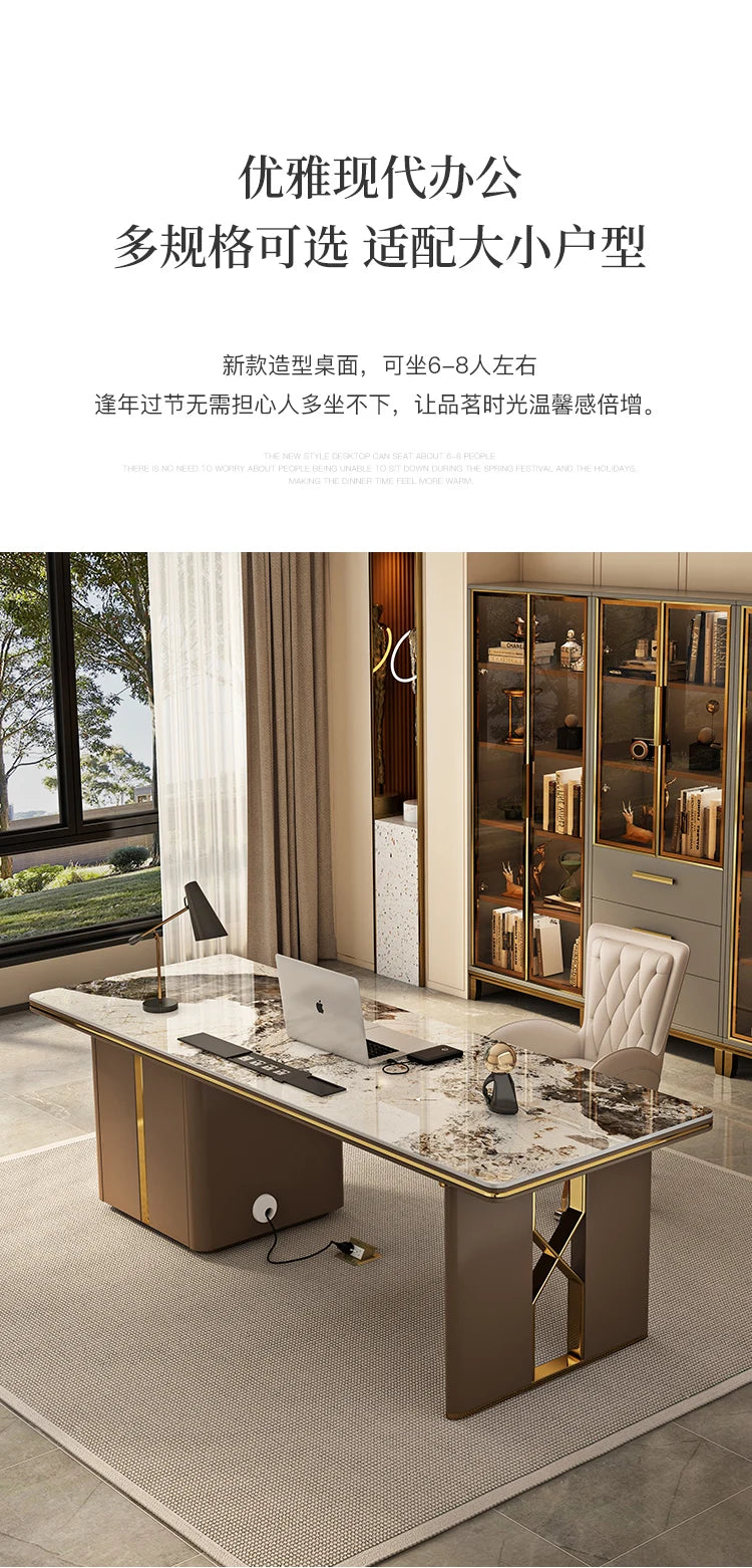 Contemporary Luxury Sedentary Desk Spacious Office Desk Table Standing Design Ideal Modern Workspaces Bureau Home Accessories