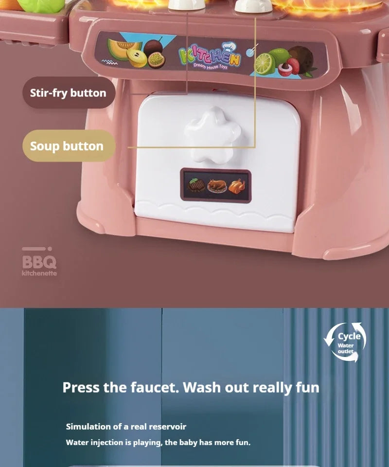 Kids Electric Kitchen Toy Set with Light & Sound Effects, Fun Educational Cooking Playset for Imaginative Role Play & Learning