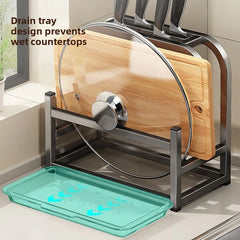 Kitchen knife holder, storage rack, multifunctional kitchen knife cutting board, pot cover integrated storage rack, countertop