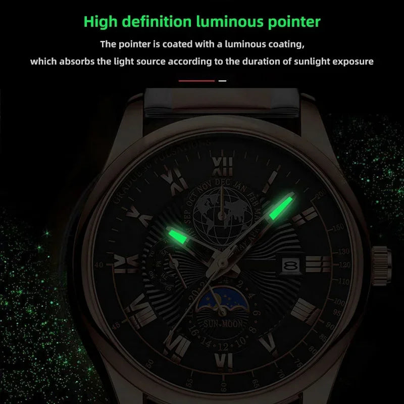 2024 Fashion Men Watch Fashion Top Luxury Sport Men's Wristwatch Waterproof Luminous Leather Date Quartz Watches Man Clock