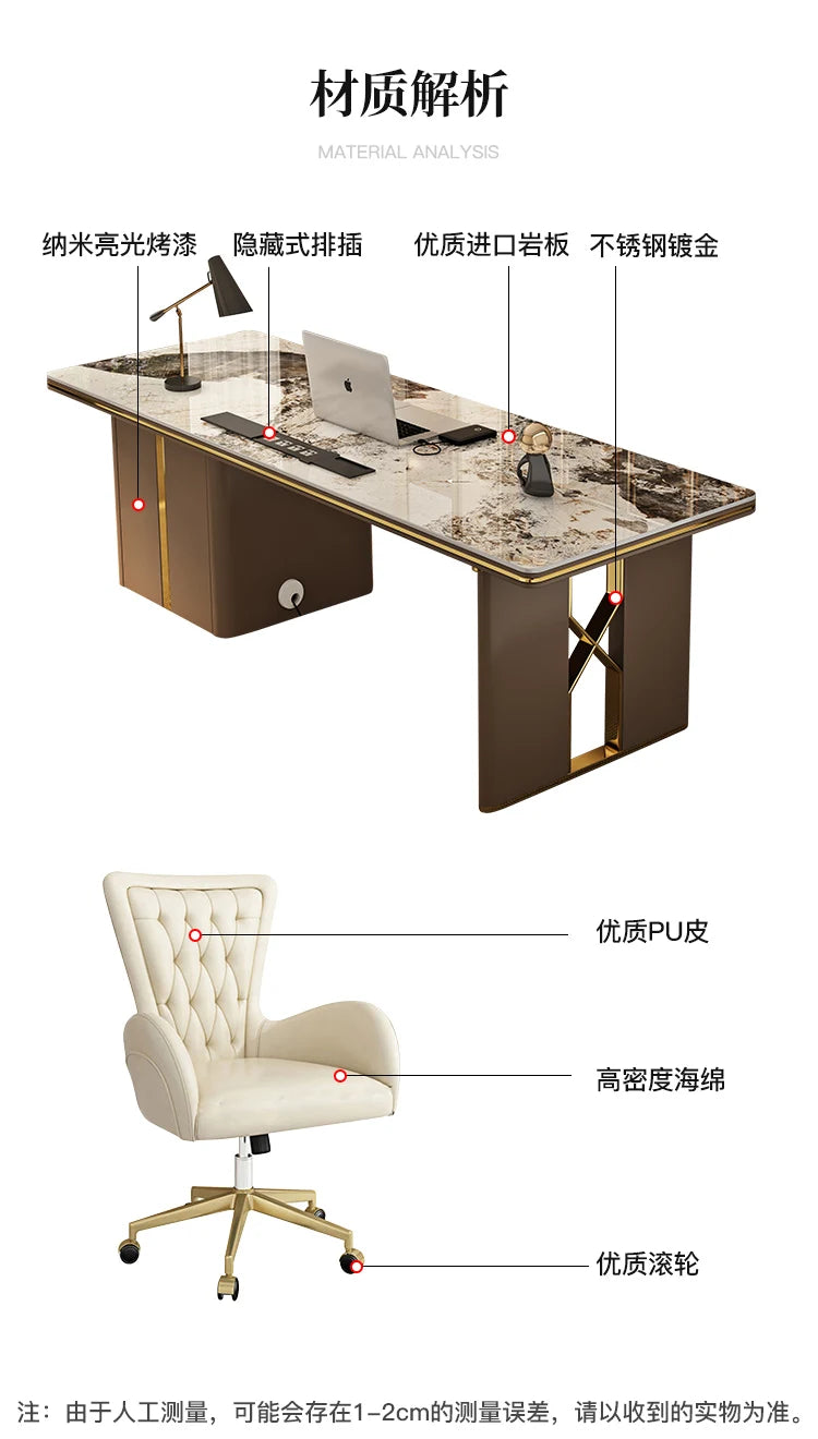 Contemporary Luxury Sedentary Desk Spacious Office Desk Table Standing Design Ideal Modern Workspaces Bureau Home Accessories