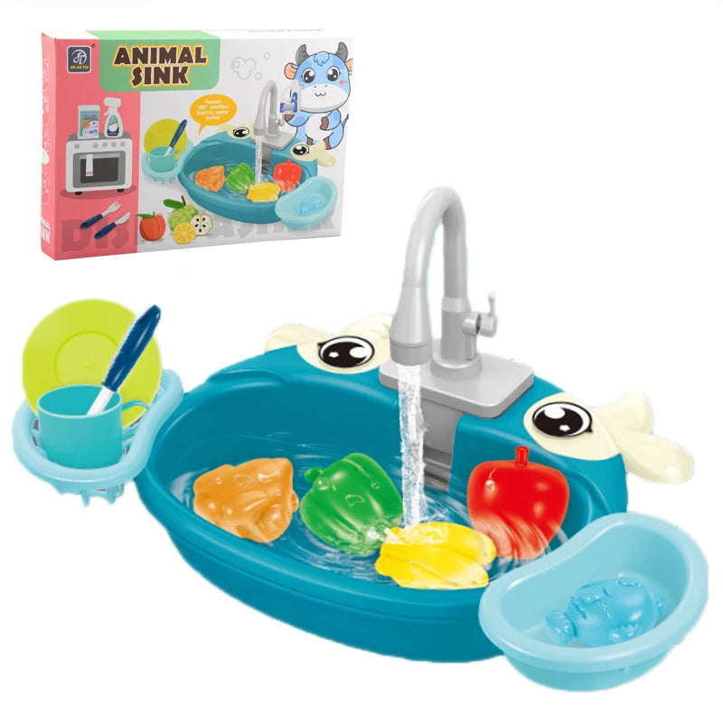 Kids Mini Sink Kitchen Toy Set Dishwashing Simulated Educational Play House Games Sink Set Children Christmas Gift Kitchen Toys