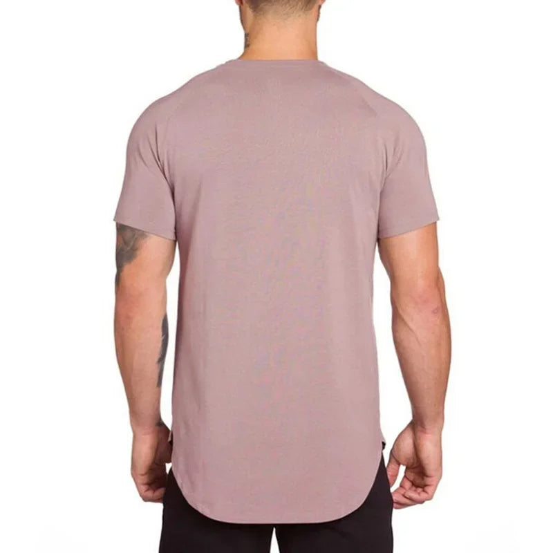 Gym Bodybuilding Workout Clothing Sportswear Mens Casual Short-sleeved Cotton Shirts Summer Fitness Breathable Slim Fit T-Shirts