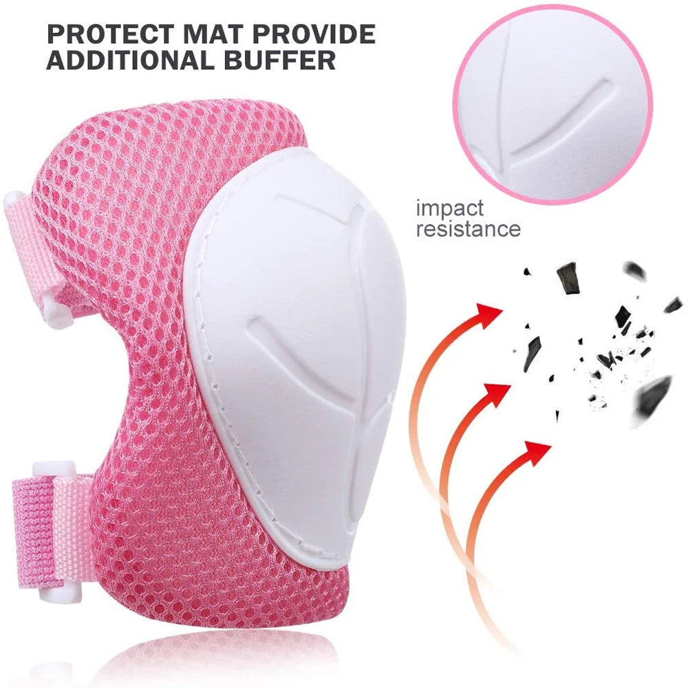 Kids Knee Pads Elbow Pads Age 3-7 Toddler Boys Girls, 6 In 1 Protective Gear Safety Set with Wrist Guard for Skating Cycling New