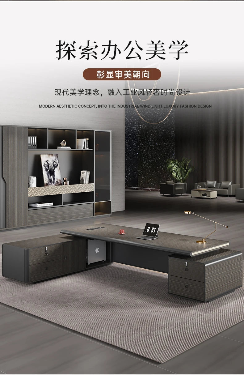 Office Desk, Simple And Modern Manager Executive Desk, Painted Light Luxury Large Class Office Desk