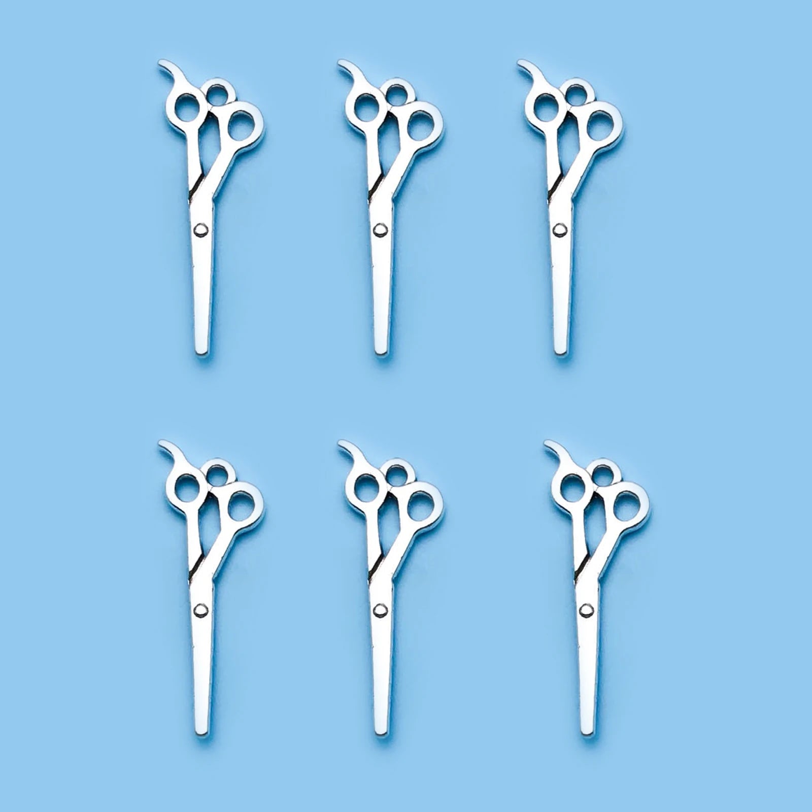 6/10Pcs Antique Silvery Barber Tool Charms Hairdrier Scissors Comb Makeup Mirror Shape Pendants For Jewelry Making Findings Craf