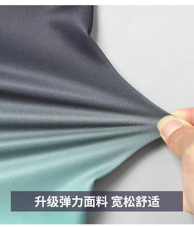 Fitness clothes - Men's running sports suit - Quick-drying ice silk - Summer new style short-sleeved shorts - Training suit