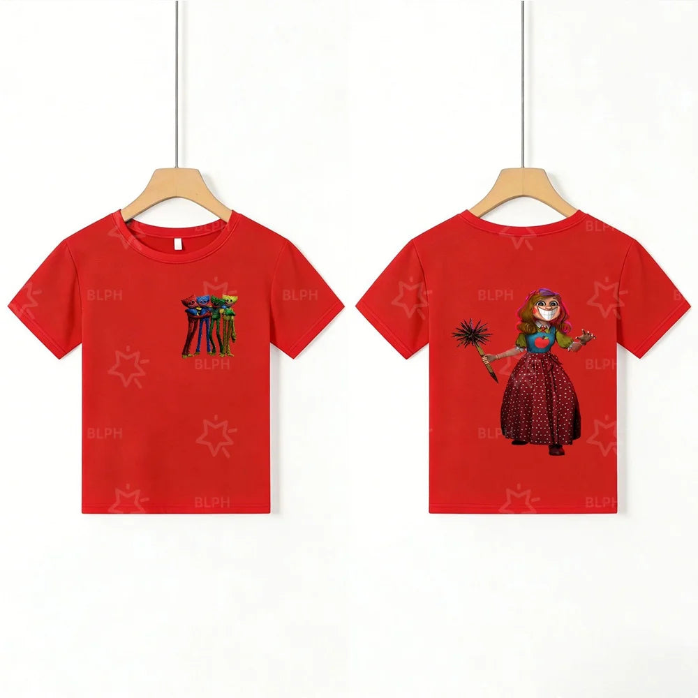 Kids T - Shirt with Scary Cartoon Girl Graphic, Unique Design for Children, Top - Quality Fabric, Perfect Choice for Casual Wear