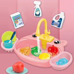 Kids Mini Sink Kitchen Toy Set Dishwashing Simulated Educational Play House Games Sink Set Children Christmas Gift Kitchen Toys