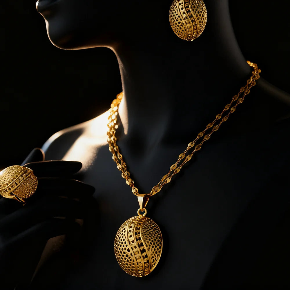 dubai jewelry gold sets Necklace and earrings set for women high quality plated jewelry sets weddings mother gifts