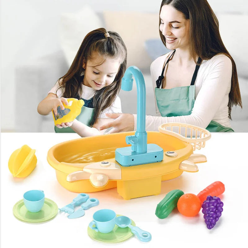 Kids Mini Sink Kitchen Toy Set Dishwashing Simulated Educational Play House Games Sink Set Children Christmas Gift Kitchen Toys
