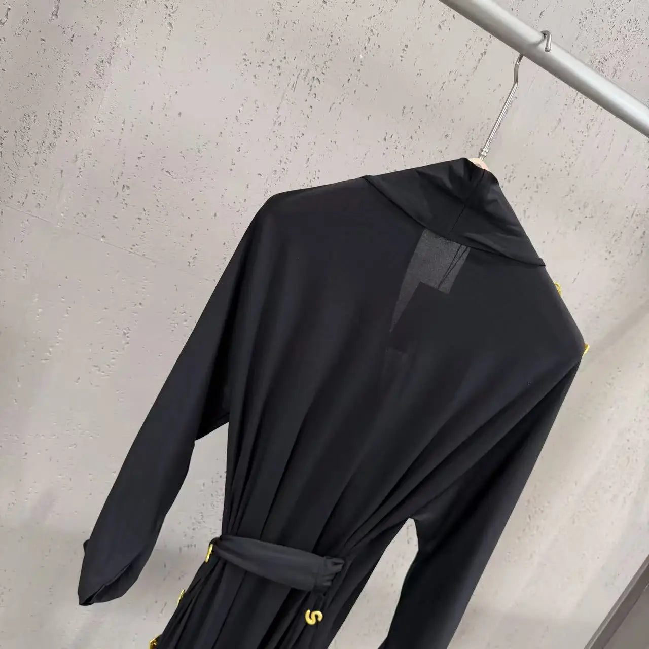 High Street Fashion Heavy Industry Metal DressWomen's New Style Lace Up Waist Elegant Temperament Long Dress