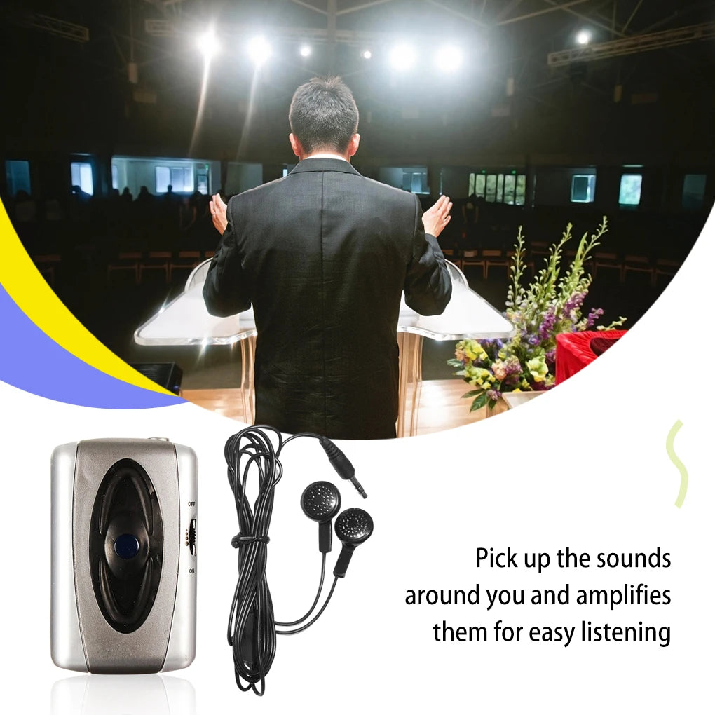TV  Sound Amplifier with Headphone Assistance Device Listen Care Audio Loud-speaker Operated Voice Microphone Home