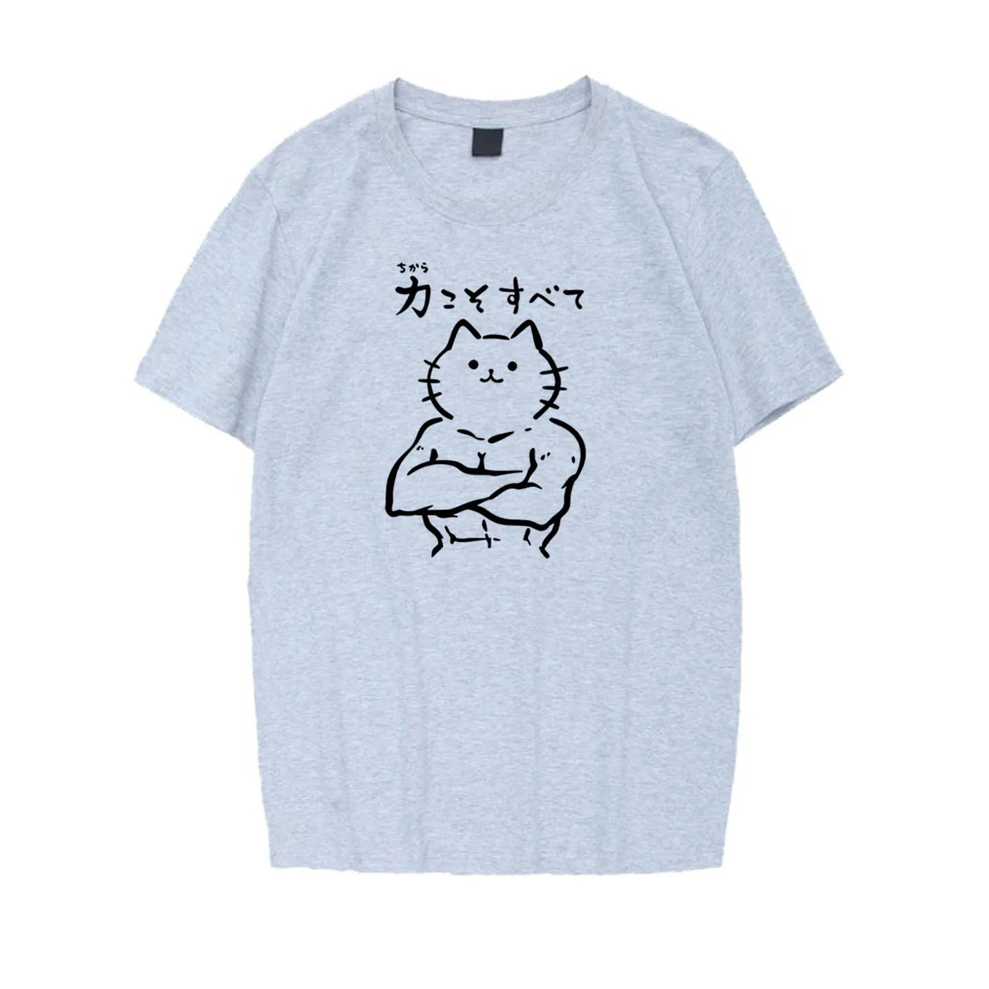 Fitness Gym  Series Loose Unisex Short Sleeve T-Shirt Breathable Cotton Polyester Blend round Neck Print Casual Tee