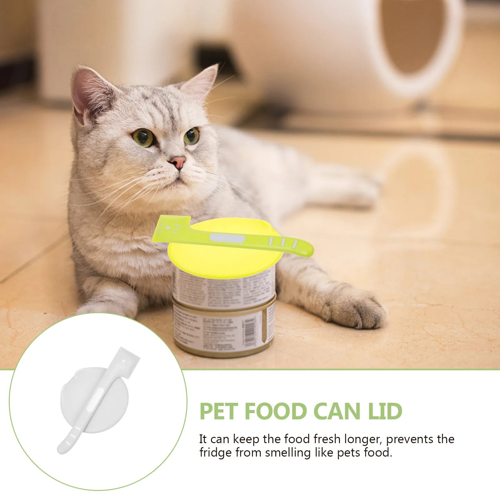 1Set Pet Food Can Lid Set Dishwasher Safe Flexible Tpr Sealed Cover Spoon for Dog Cat Puppy Feeding Freshness Leak Proof