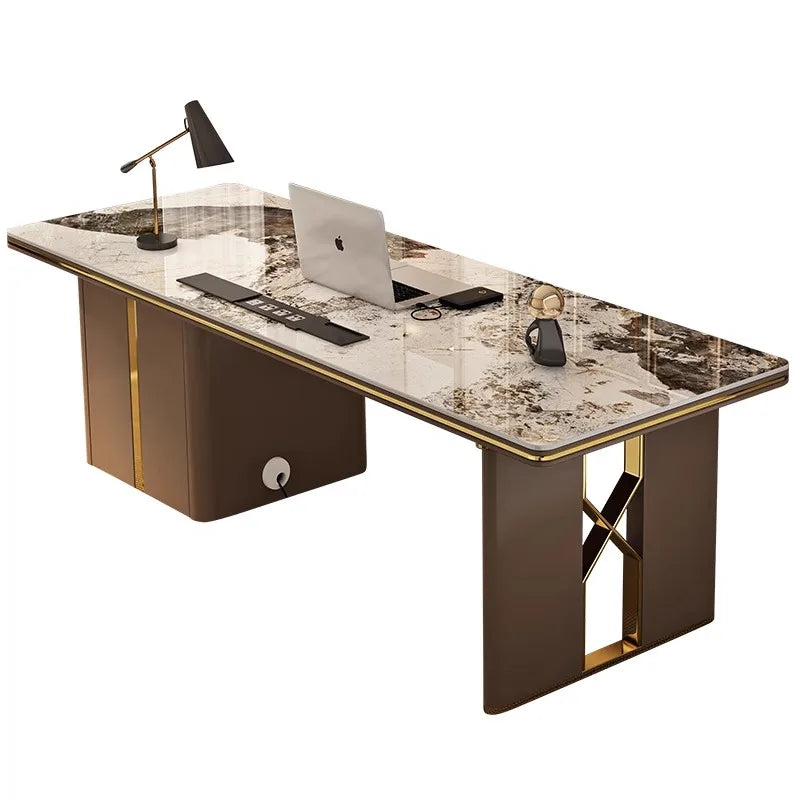 Contemporary Luxury Sedentary Desk Spacious Office Desk Table Standing Design Ideal Modern Workspaces Bureau Home Accessories