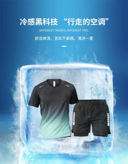Fitness clothes - Men's running sports suit - Quick-drying ice silk - Summer new style short-sleeved shorts - Training suit